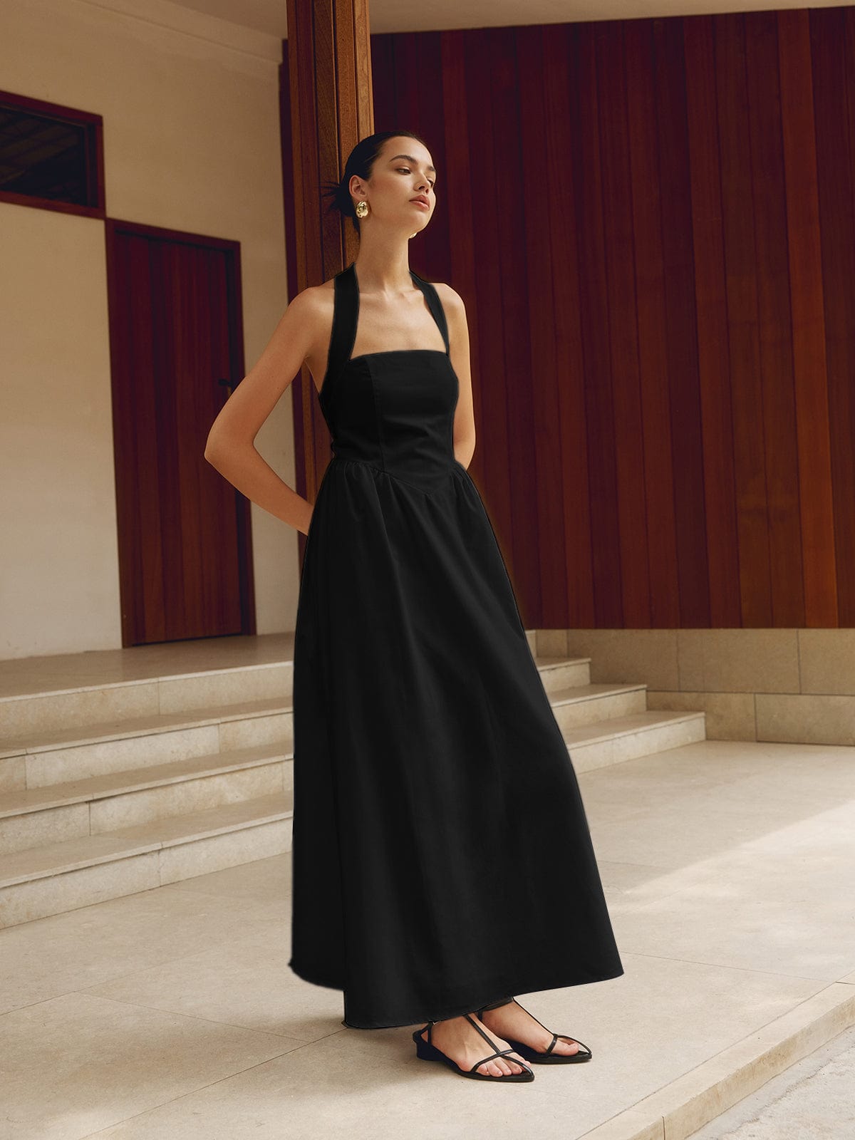 Dames Elegante avondjurk met halterhals | Maxi