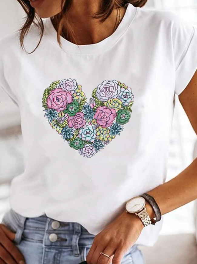 Dames Zomer T-shirt | Kort, Bedrukt