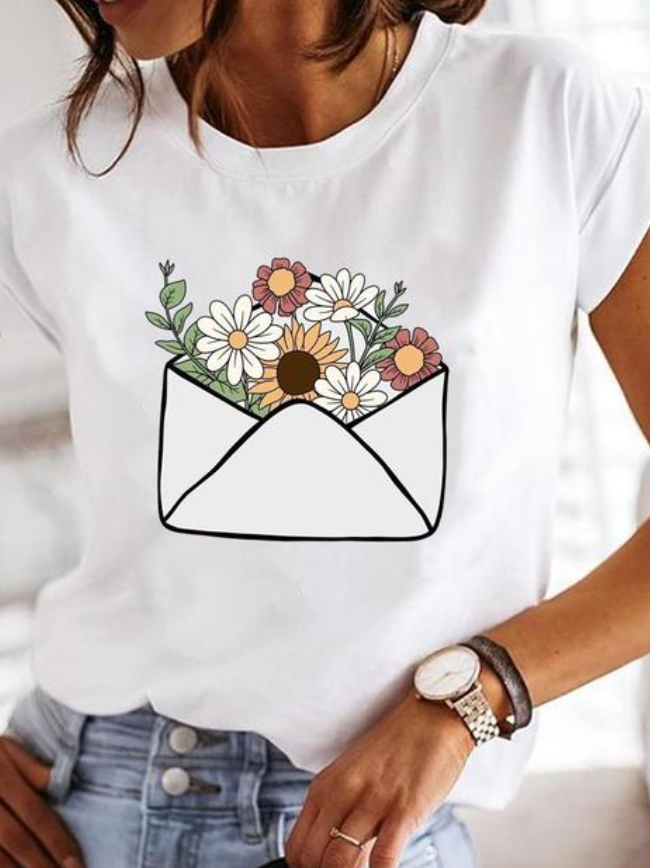 Dames Zomer T-shirt | Kort, Bedrukt