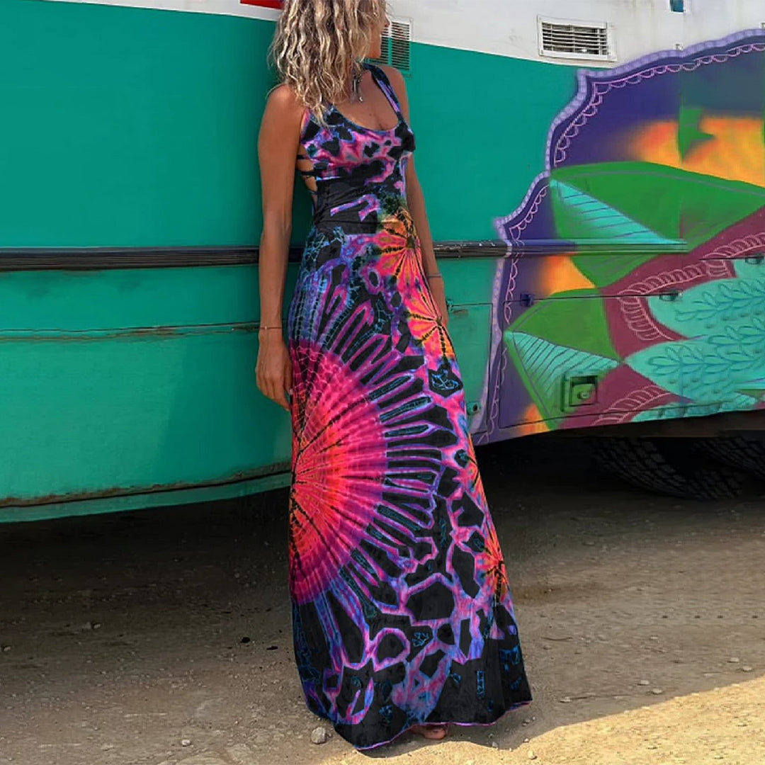 Abito estivo maxi tie-dye arioso da donna