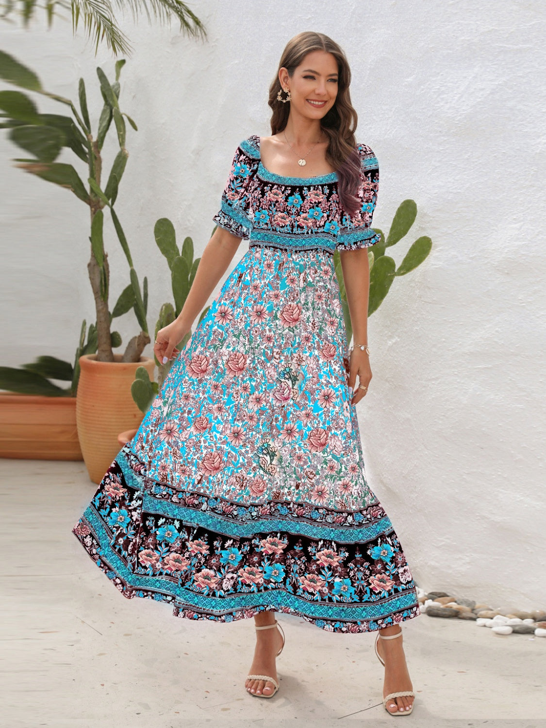 Dames Bohemien Blote-Schouders Zomerjurk | Maxi