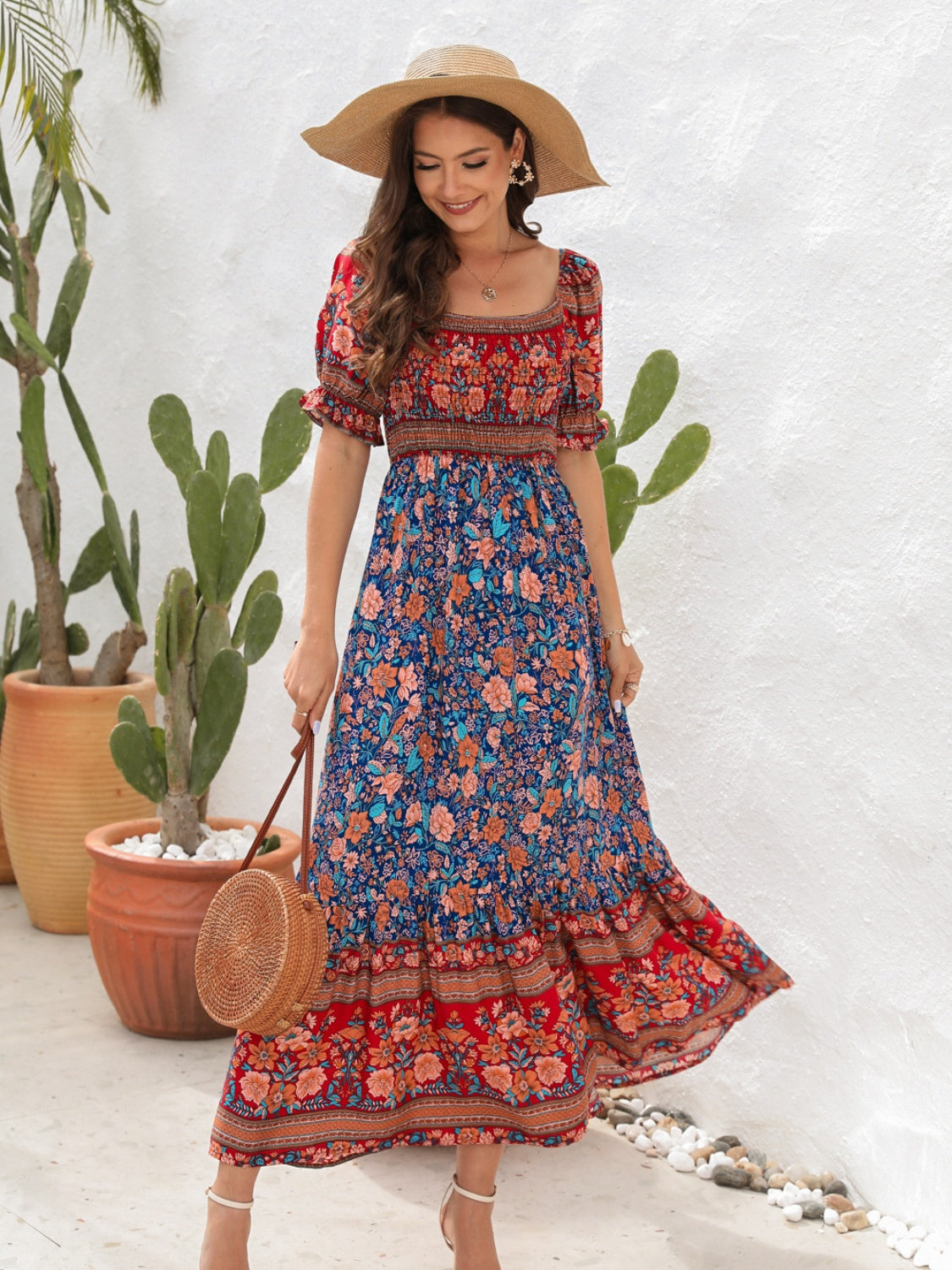 Dames Bohemien Blote-Schouders Zomerjurk | Maxi