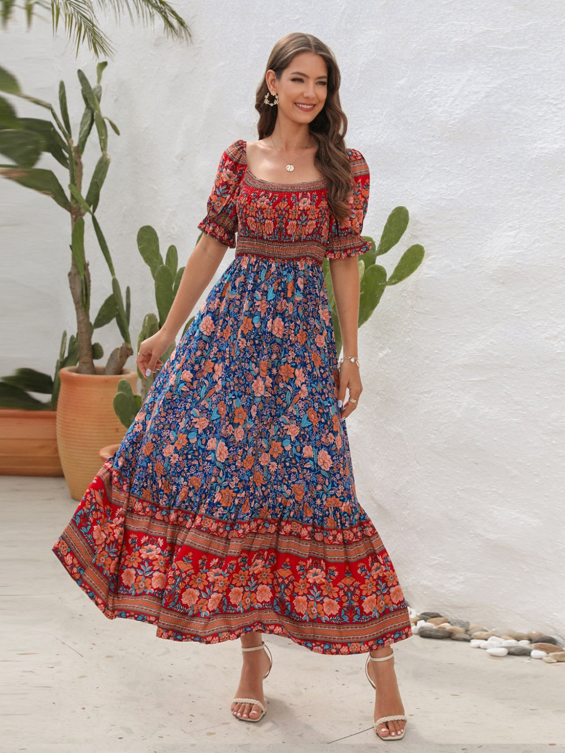 Dames Bohemien Blote-Schouders Zomerjurk | Maxi