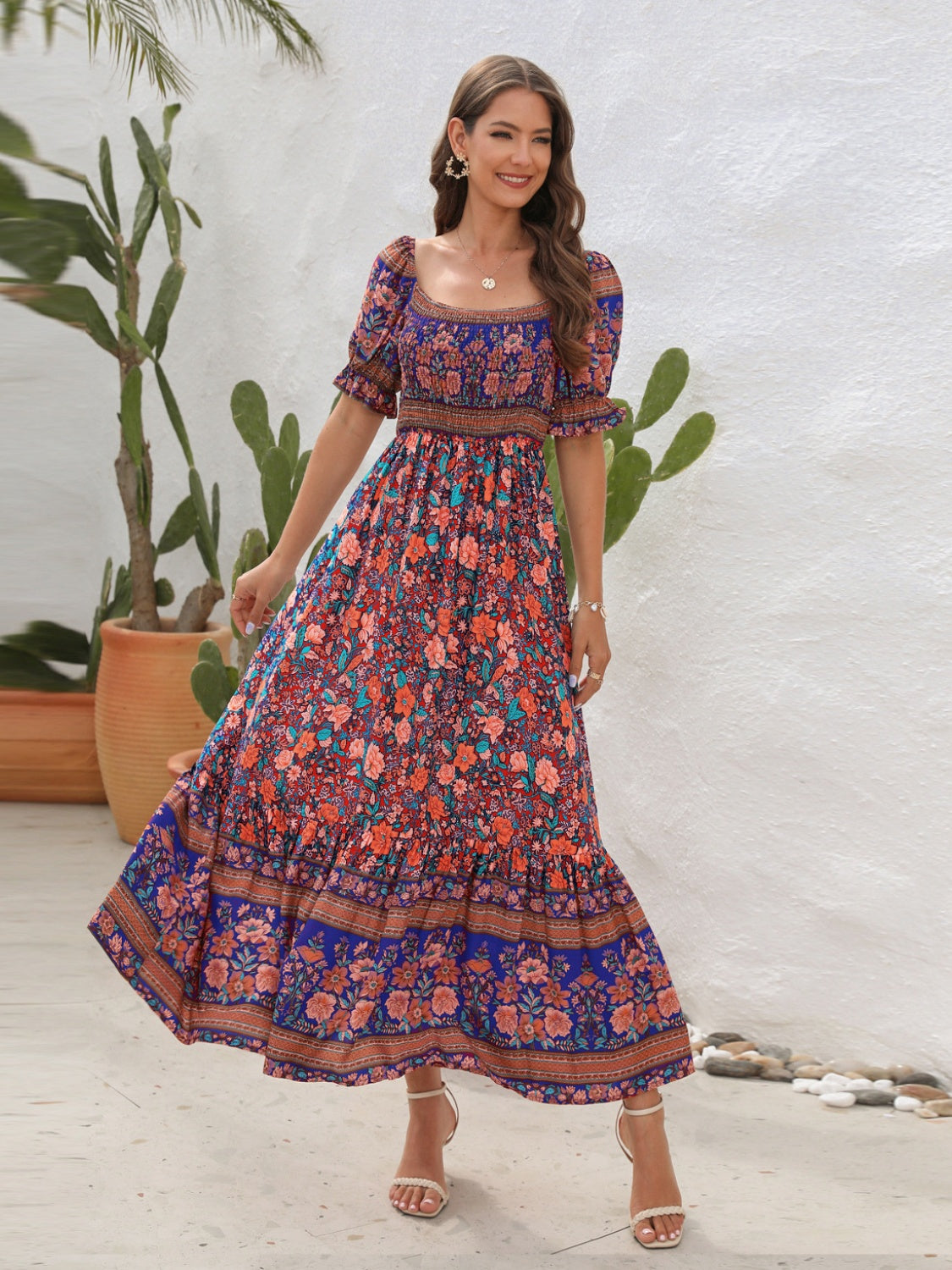 Dames Bohemien Blote-Schouders Zomerjurk | Maxi