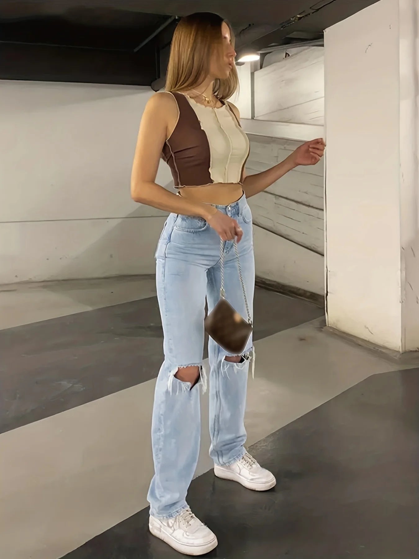 Dames Casual Rechte Jeans | Hoge Taille, Gescheurd