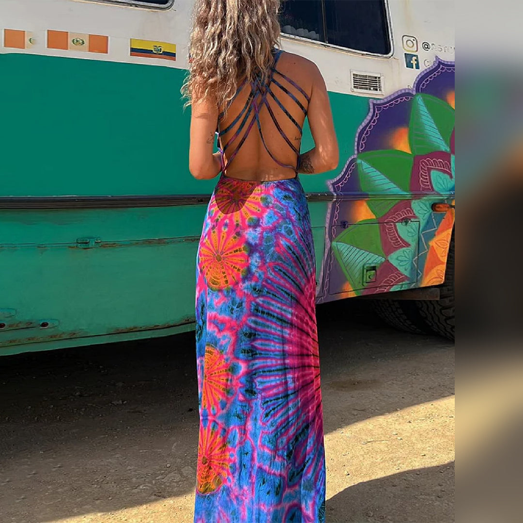 Abito estivo maxi tie-dye arioso da donna