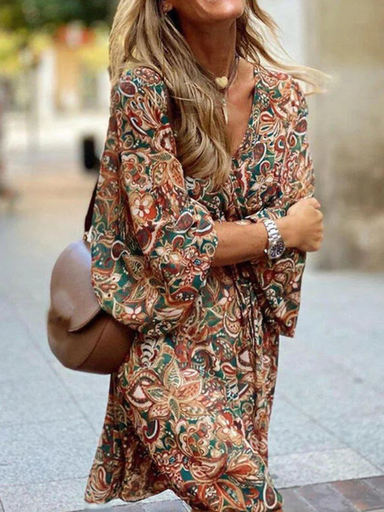 Dames Boho Paisleyprint Zomerjurk | Mini