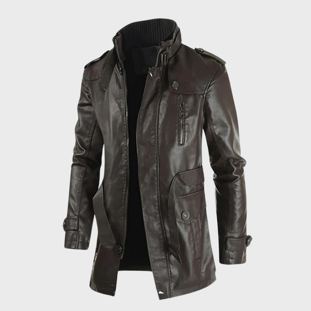 Heren Winter Trenchcoat | Lang, Imitatieleer