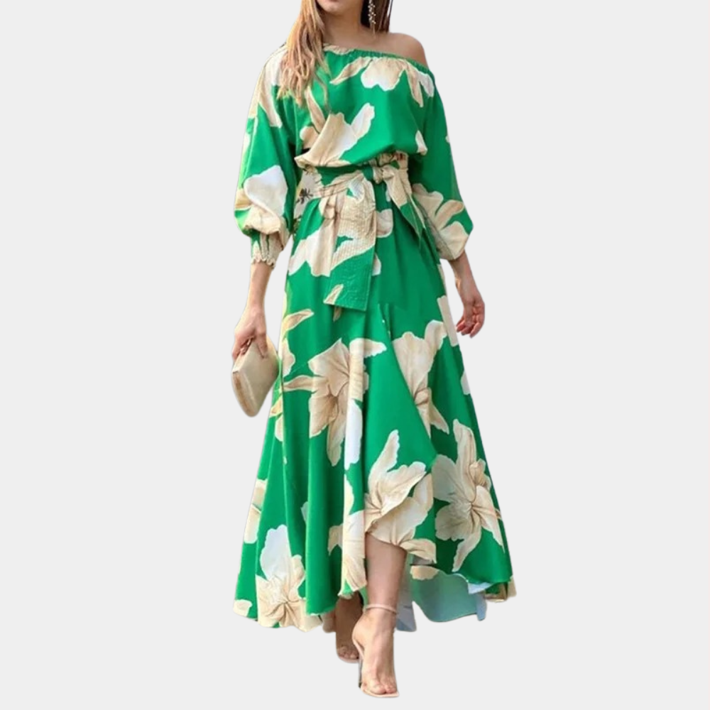 Dames Luchtige Blote-Schouders Zomerjurk | Maxi