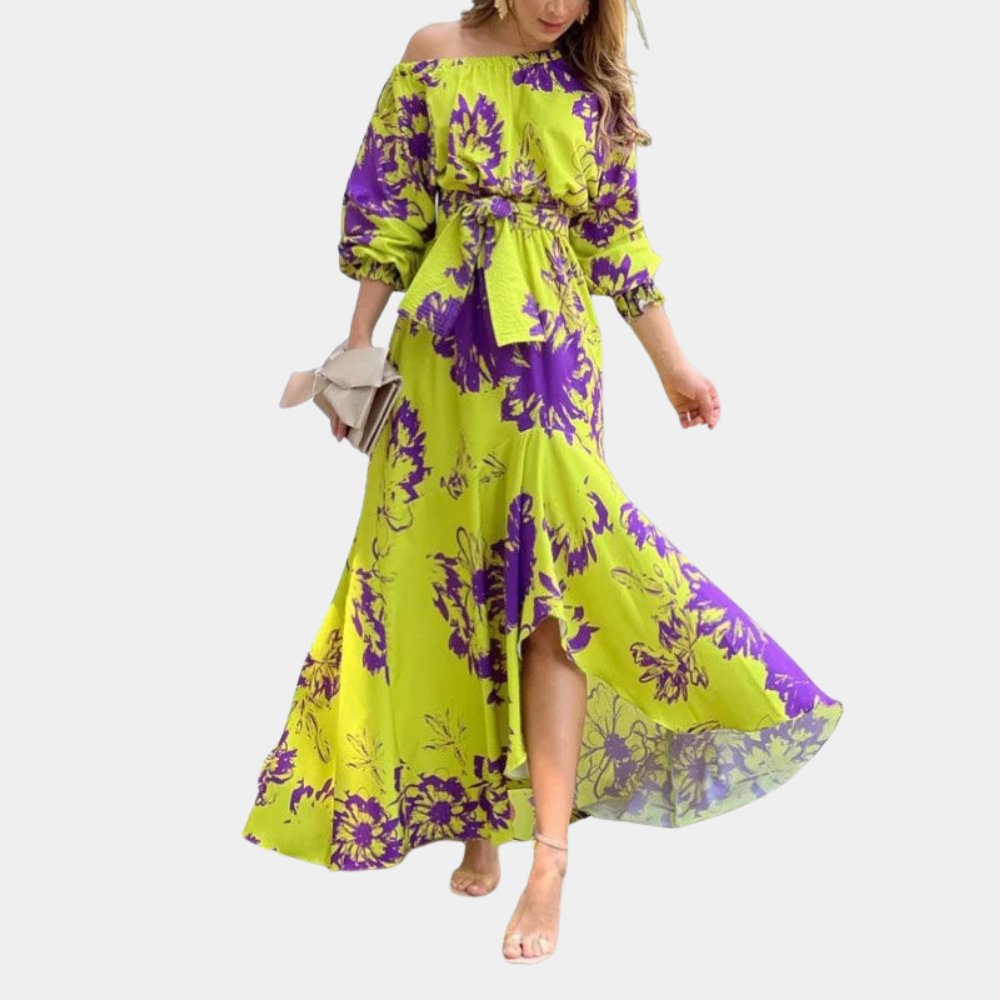 Dames Luchtige Blote-Schouders Zomerjurk | Maxi