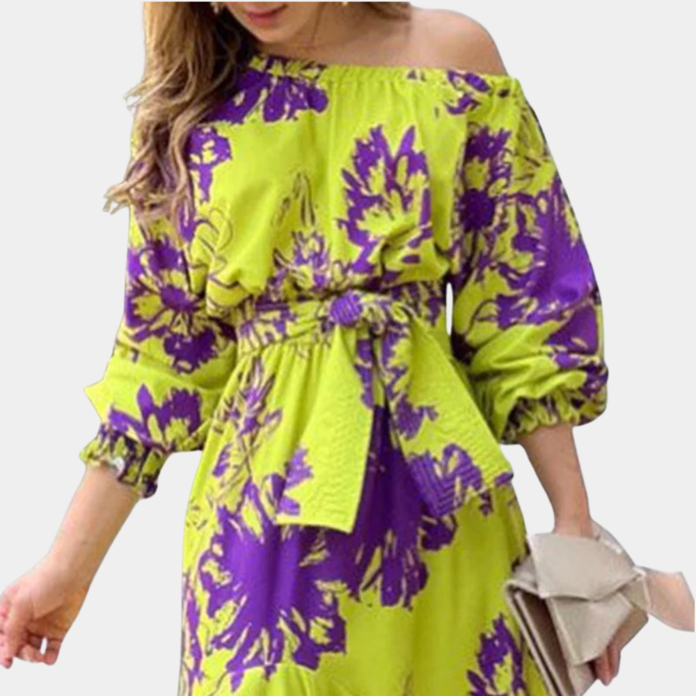 Dames Luchtige Blote-Schouders Zomerjurk | Maxi