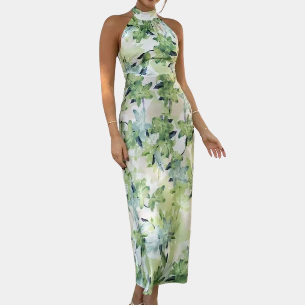 Abito estivo elegante da donna con stampa foglie | Maxi