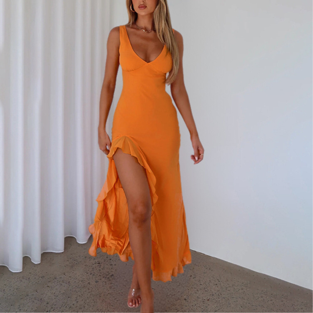 Dames Elegante avondjurk met hoge split | Maxi