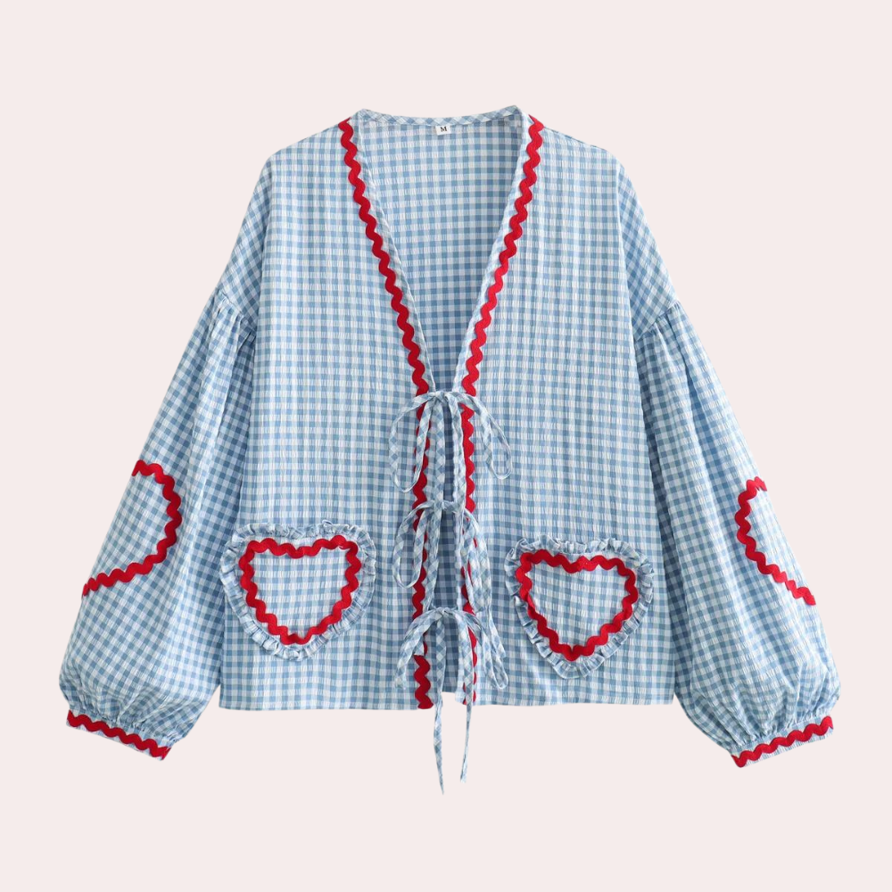 Dames Zomer Blouse | Langarm, Hartvormig Detail