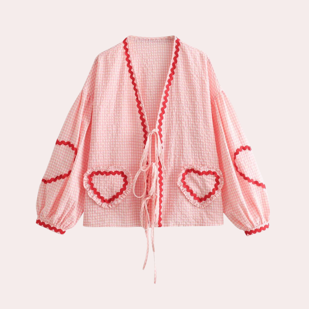 Dames Zomer Blouse | Langarm, Hartvormig Detail
