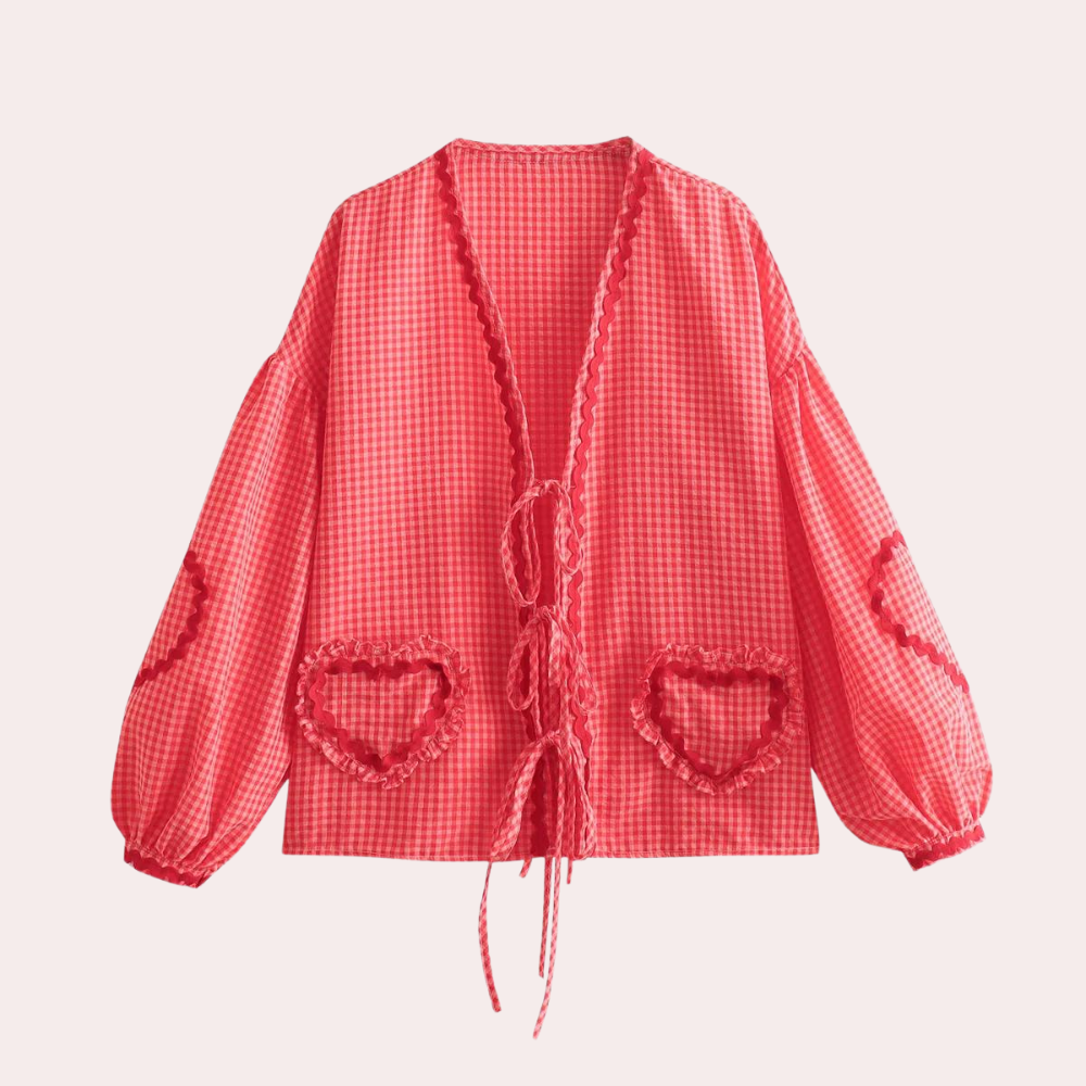 Dames Zomer Blouse | Langarm, Hartvormig Detail