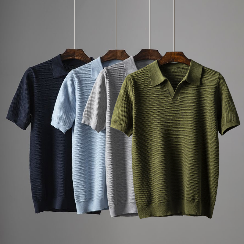 Heren Gebreid T-shirt | Korte Mouwen