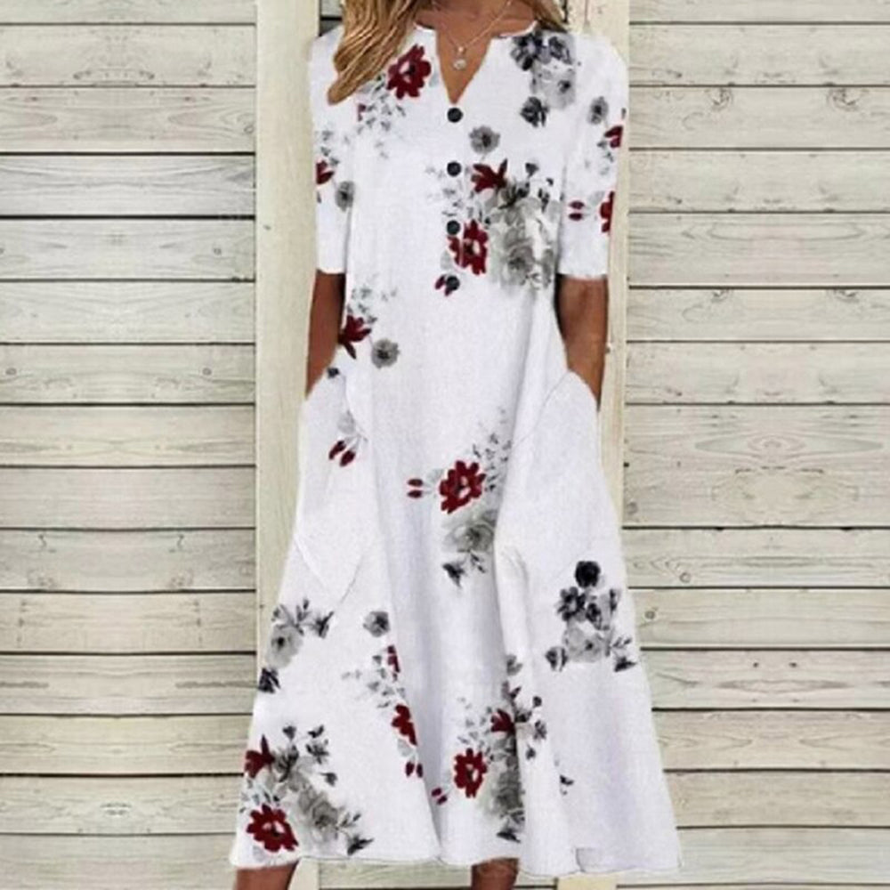 Dames Elegante Vlinderprint Zomerjurk | Midi