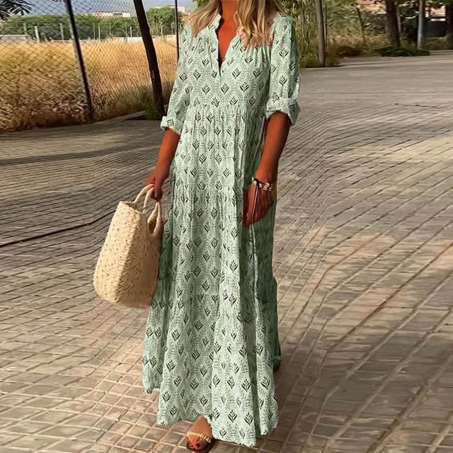 Dames Luchtige Bloemen Zomerjurk | Maxi