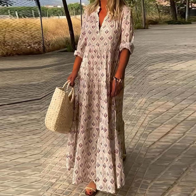 Dames Luchtige Bloemen Zomerjurk | Maxi
