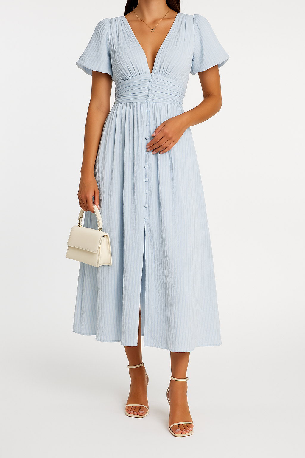 Abito estivo elegante da donna con dettagli a bottoni | Maxi