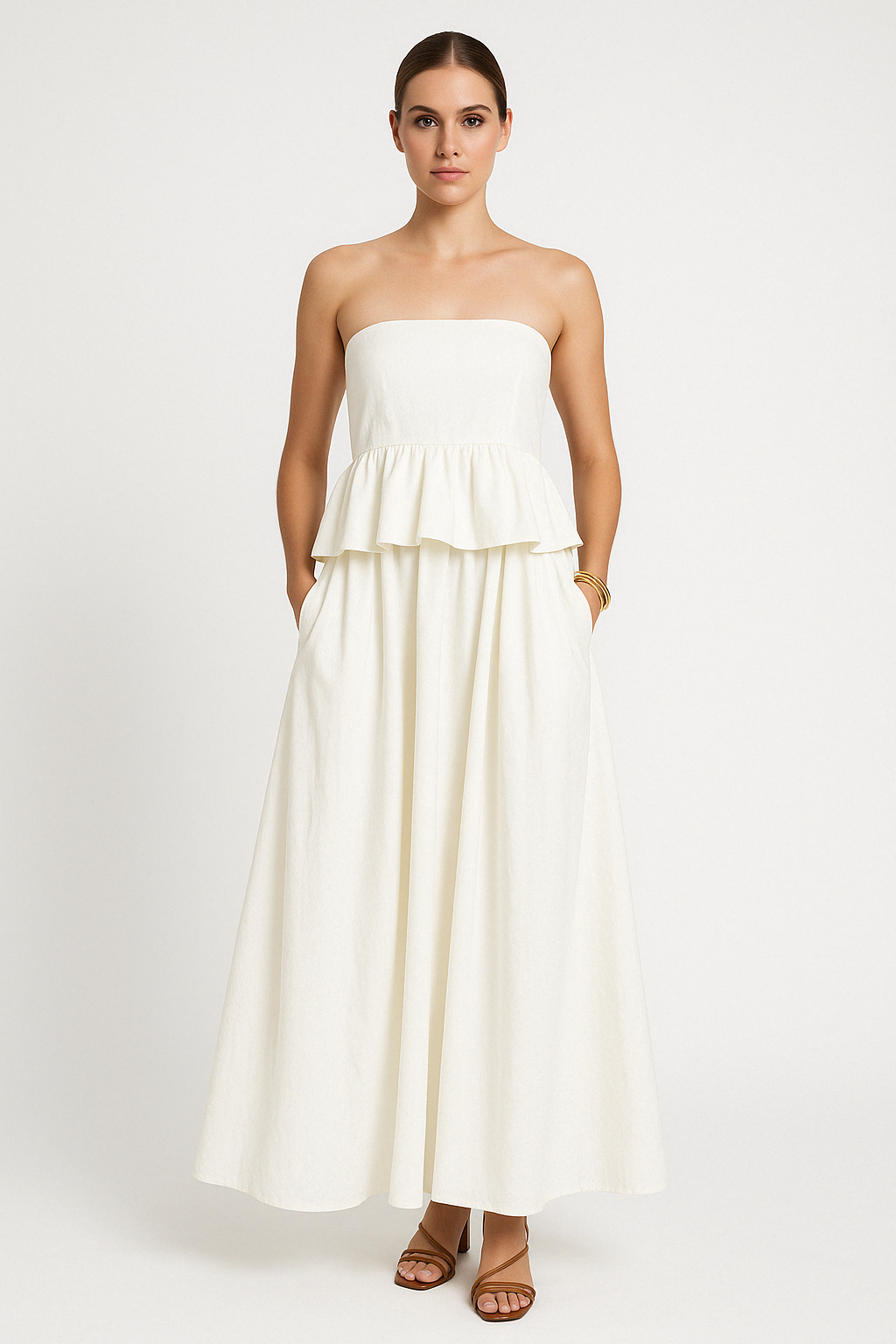 Dames Strapless Gelaagde Zomerjurk | Maxi