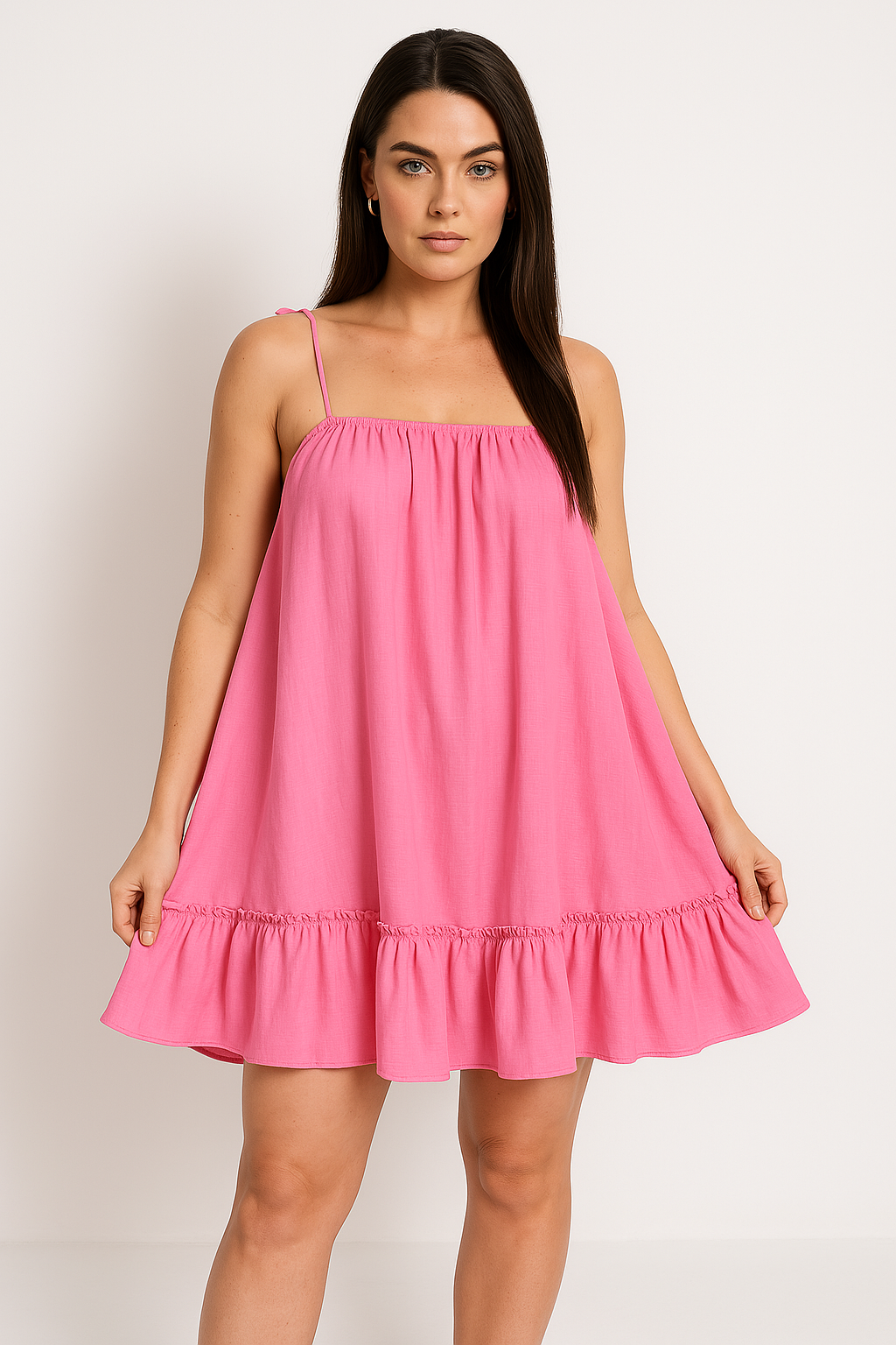 Dames Luchtige zomerjurk met ruches | Mini