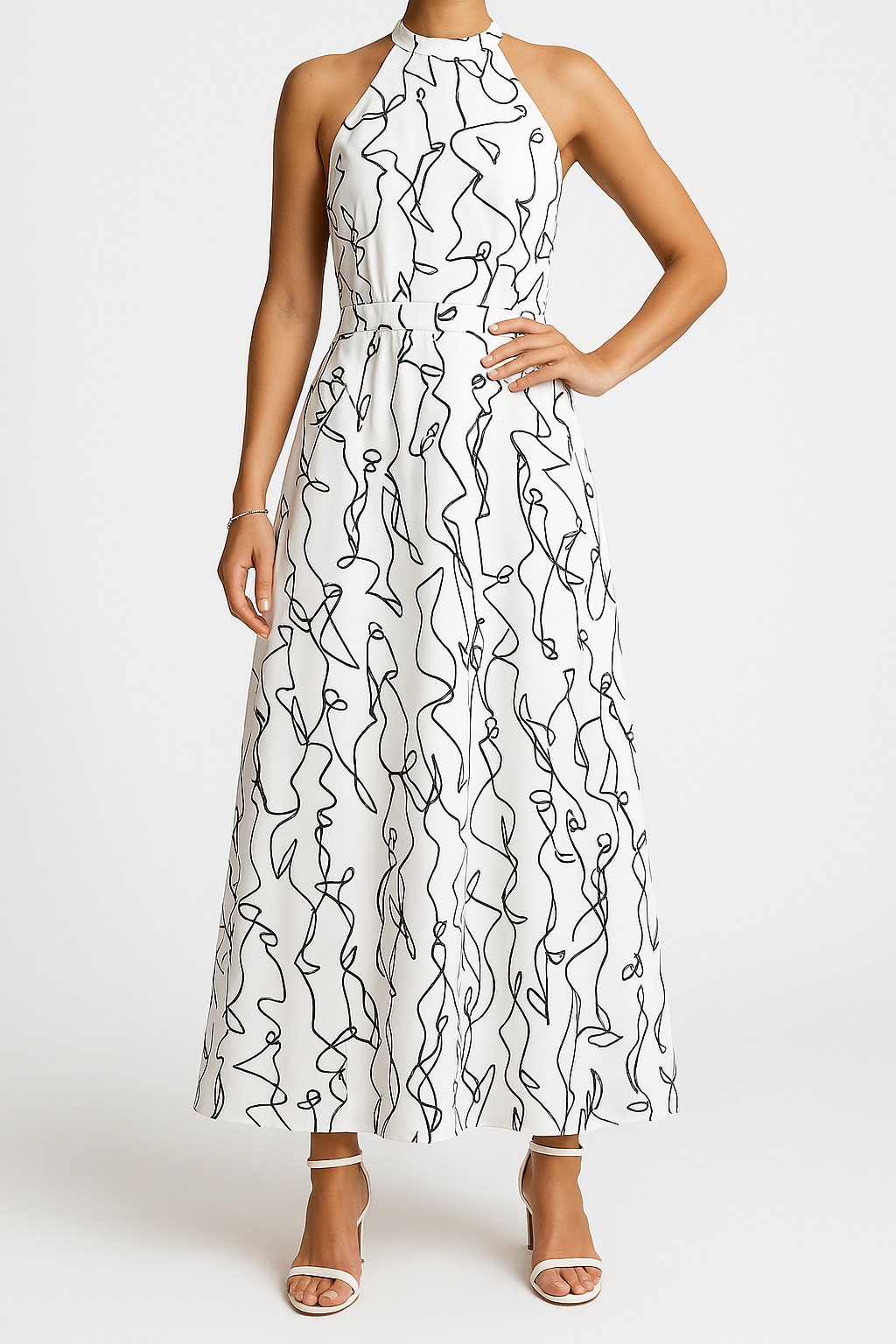 Abito estivo elegante da donna con disegno a linee | Midi