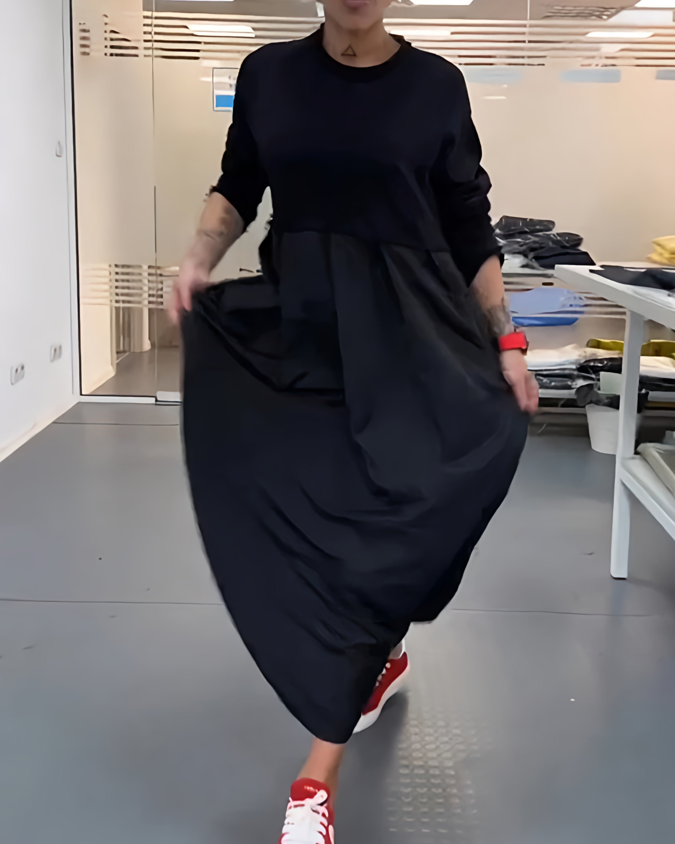 Abito estivo lungo a manica lunga da donna | Abito casual a linea A maxi