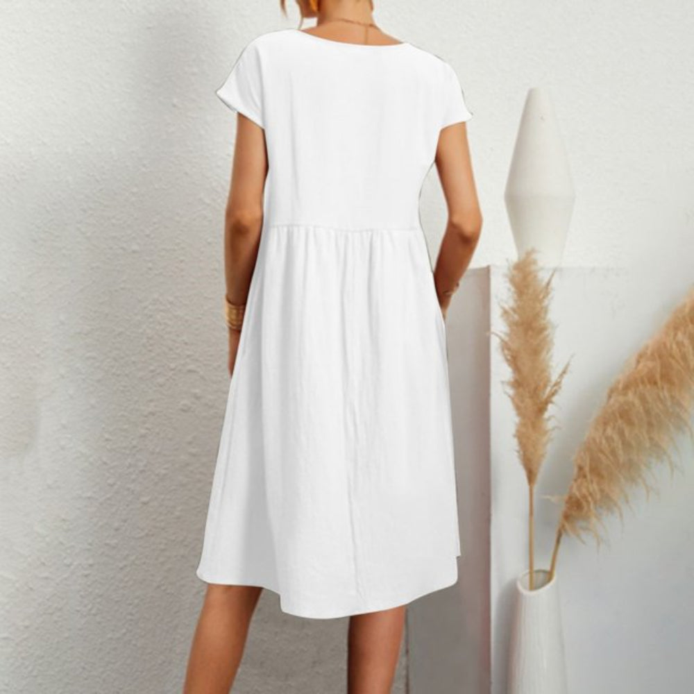 Dames Casual Kerst Jurk - Korte Mouwen Midi