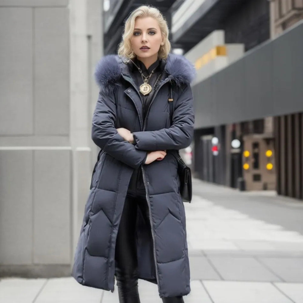 Dames Elegante Winter Jas - Lange Gewatteerde Mantel Warm