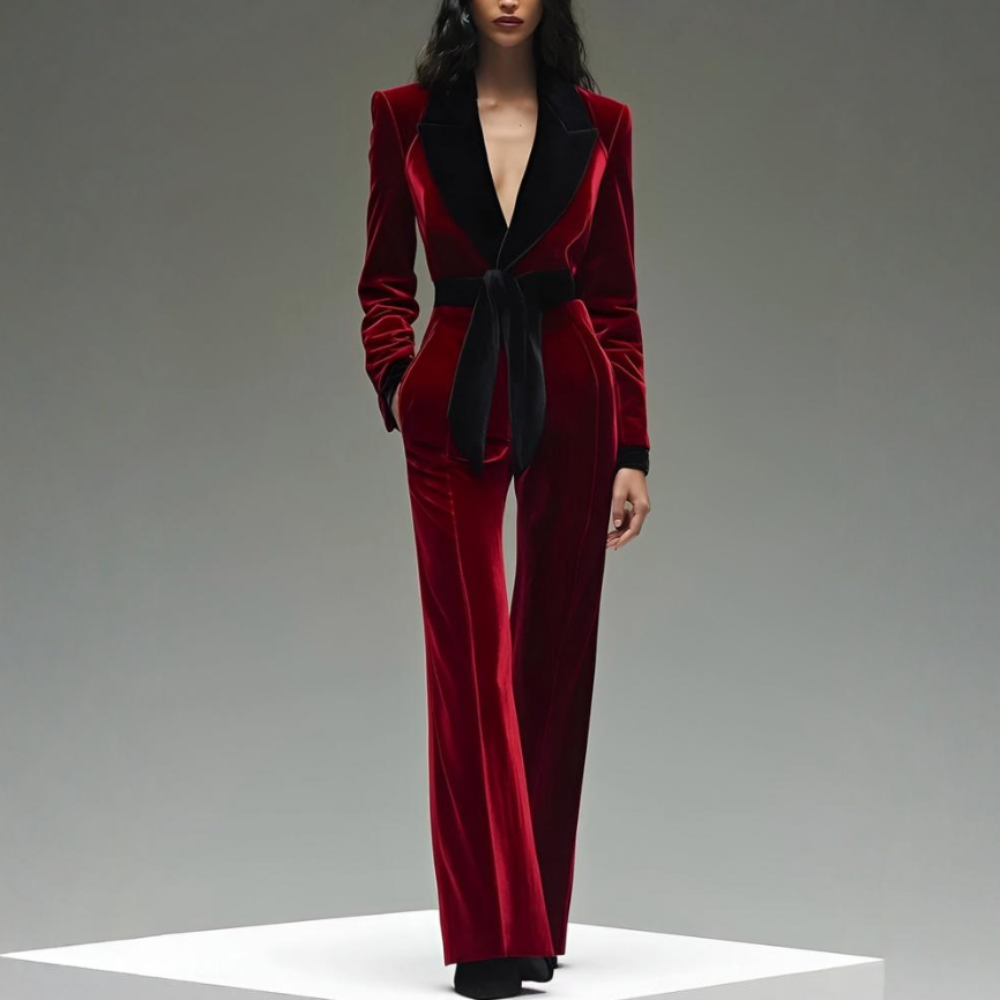 Dames Fluweel Kerst Outfit - Formeel Lange Mouwen