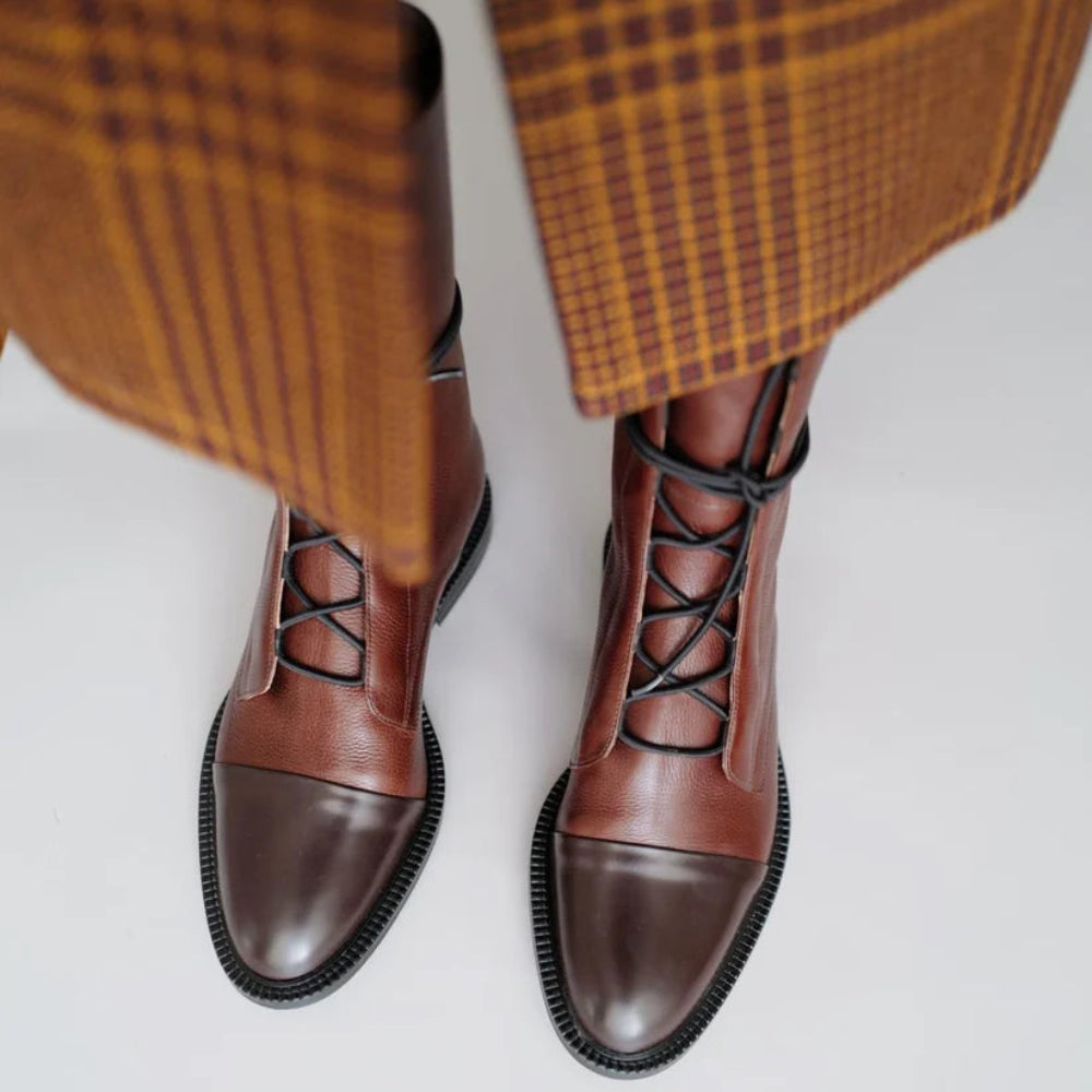 Dames Formeel Leer Enkellaarzen - Zakelijk Veters