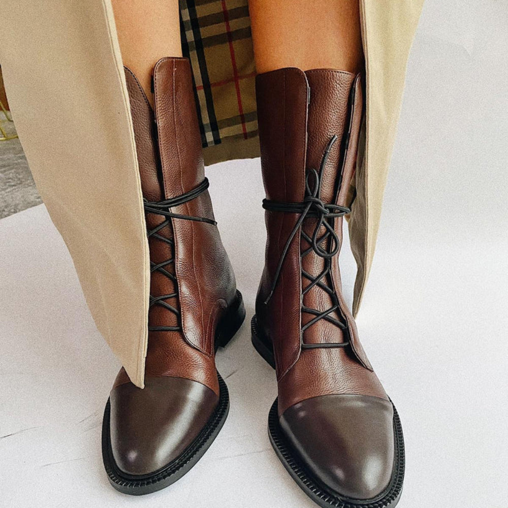 Dames Formeel Leer Enkellaarzen - Zakelijk Veters