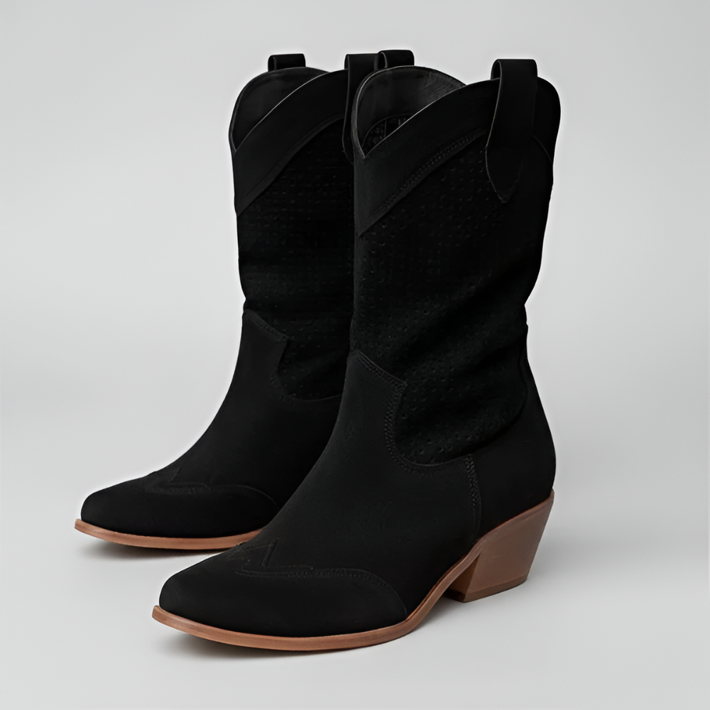 Dames Geperforeerd Cowboy Laarzen - Western Blokhak