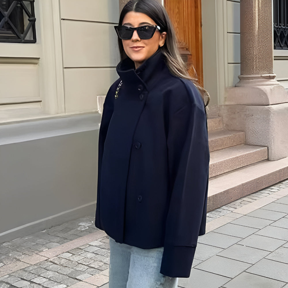 Dames Oversized Korte Blazer – Casual Winter Jasje