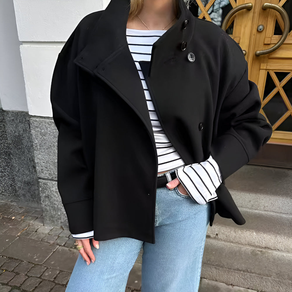 Dames Oversized Korte Blazer – Casual Winter Jasje