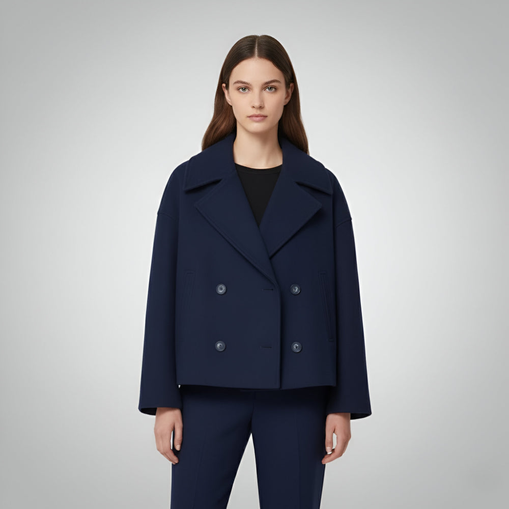 Dames Wijde Blazer – Dubbelrijs Lange Mouwen