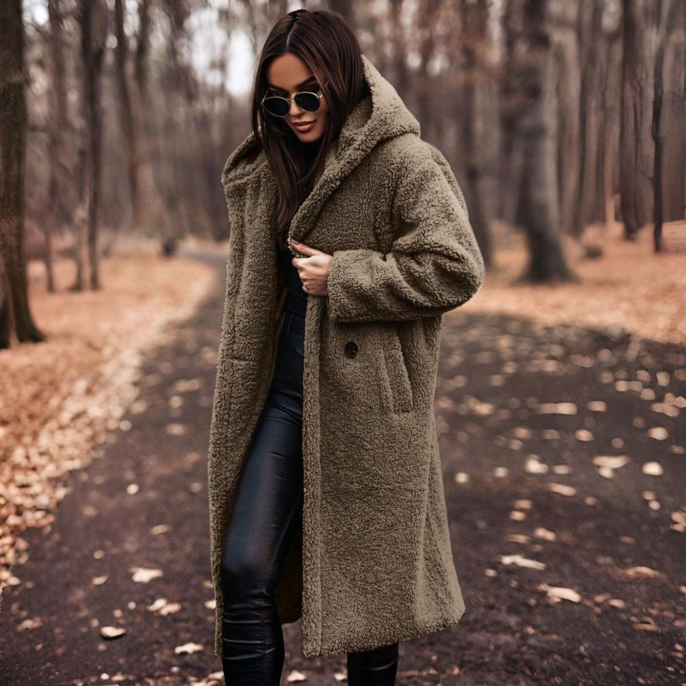 Dames Lange Teddy Jas – Oversized Winterjas