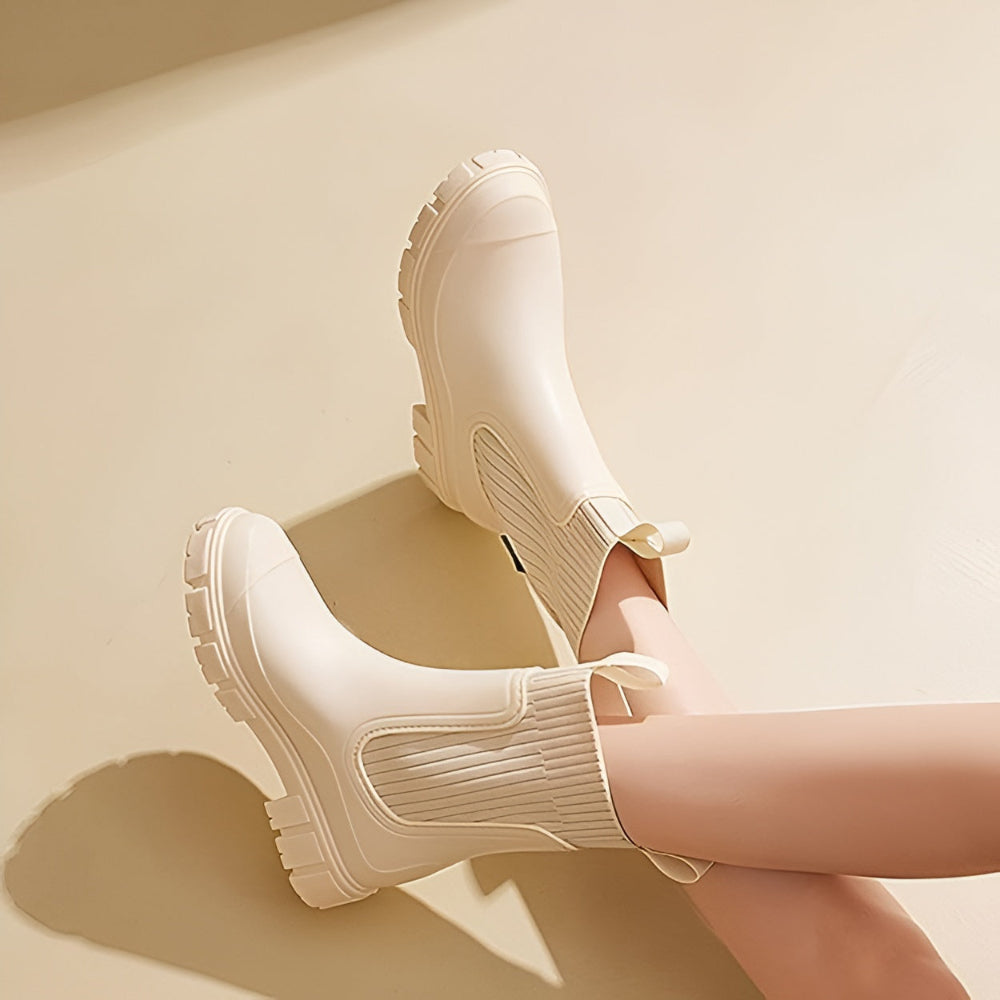 Dames Platform Chelsea Enkellaarzen - Chunky Elastiek