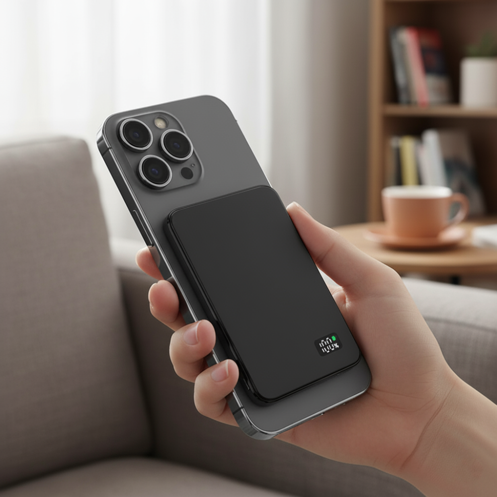 Draadloze Powerbank MagSafe Dun Snel Opladen LED Display