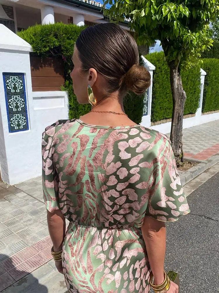 Dames Elegante Satijnen Zomerjurk | Maxi