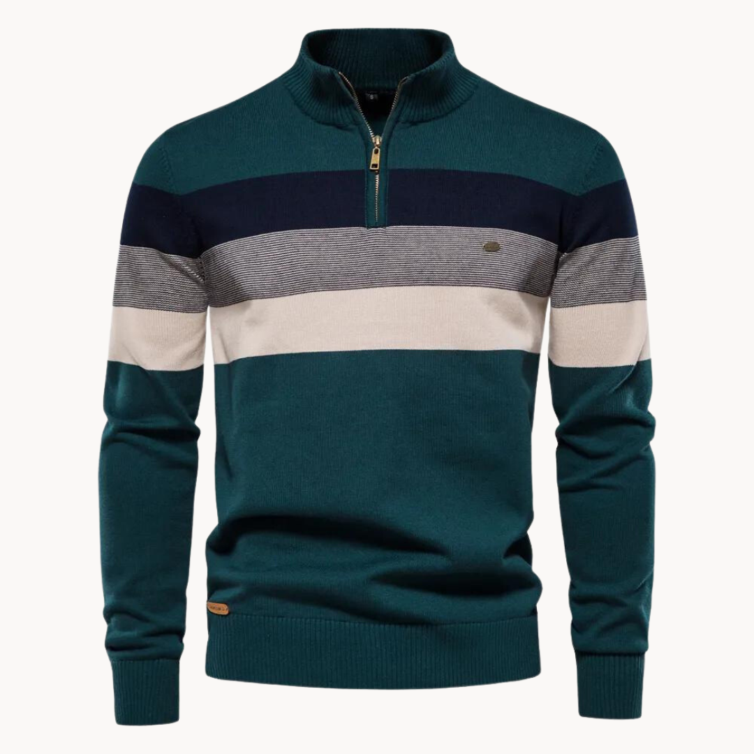 Heren Gestreepte Pullover | Korte Ritsstijl