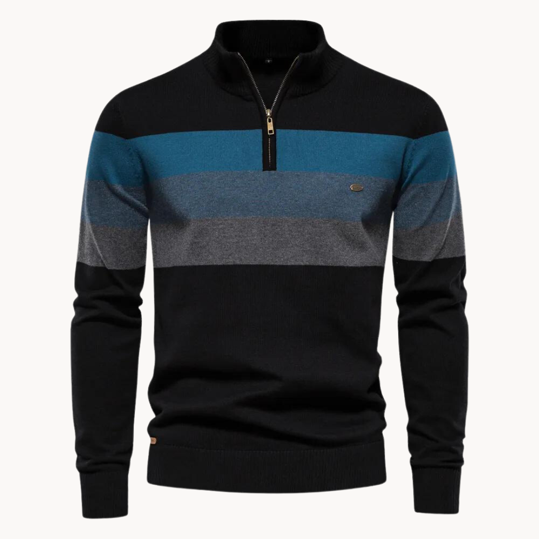 Heren Gestreepte Pullover | Korte Ritsstijl