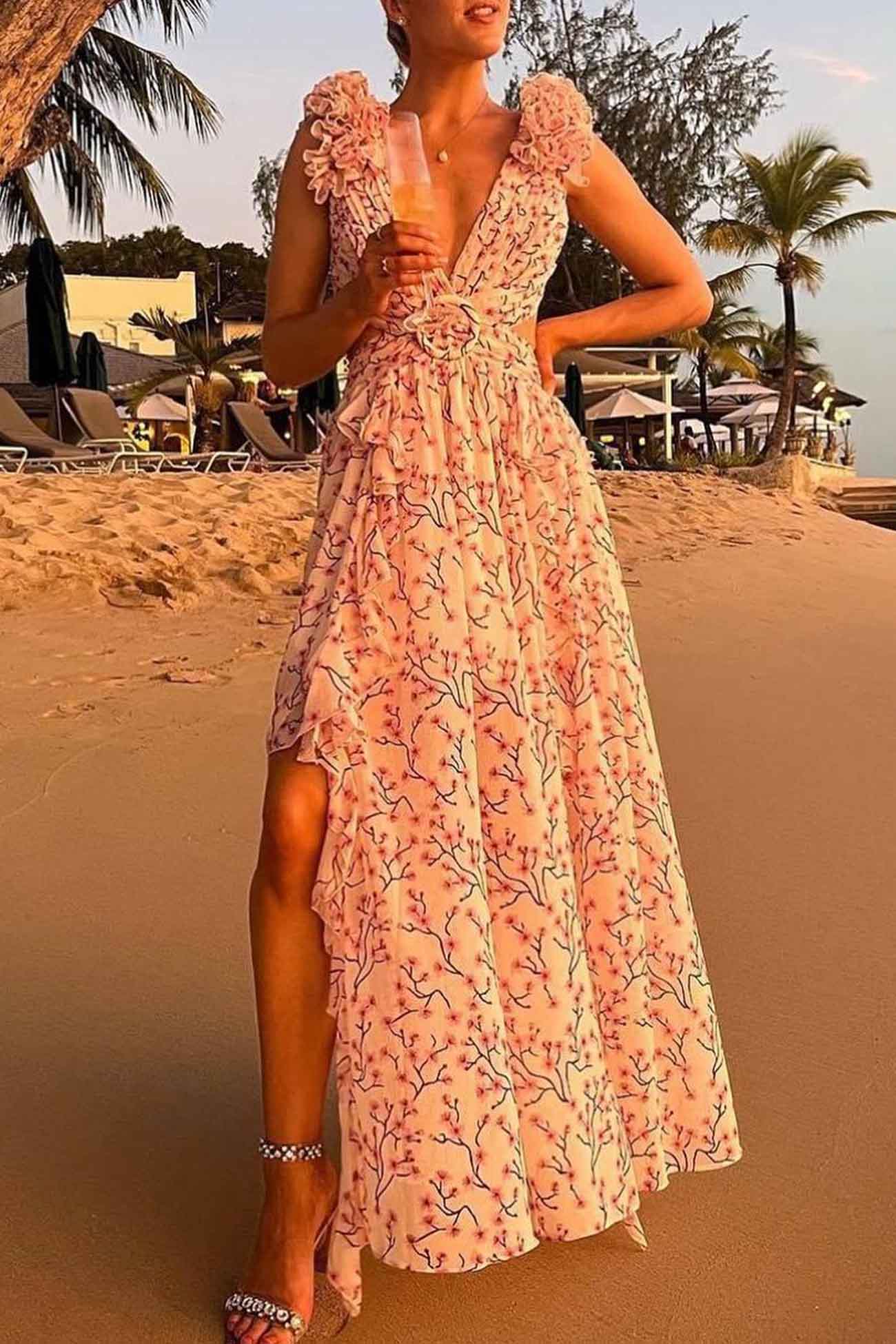 Dames Elegante Bloemen Zomerjurk | Maxi