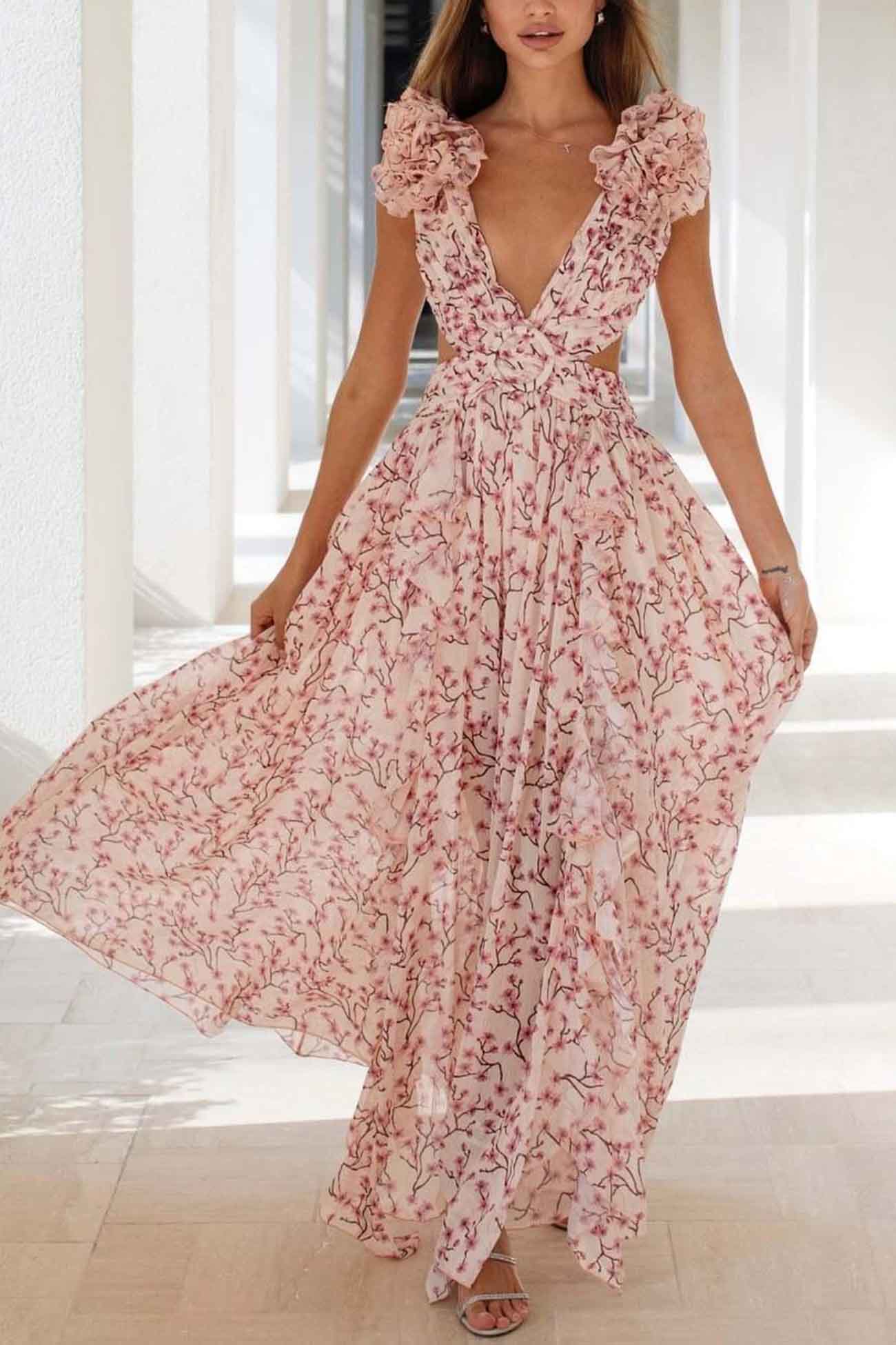 Dames Elegante Bloemen Zomerjurk | Maxi