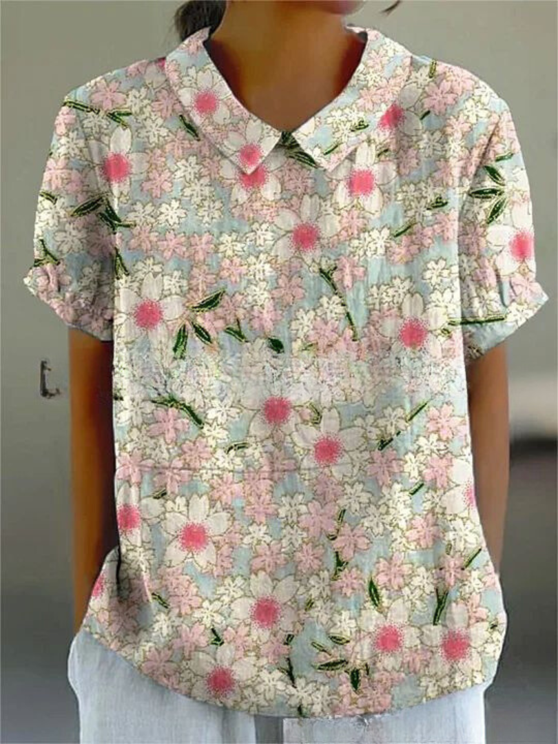 Dames Zomer Blouse | Geborduurd, Kortemouw
