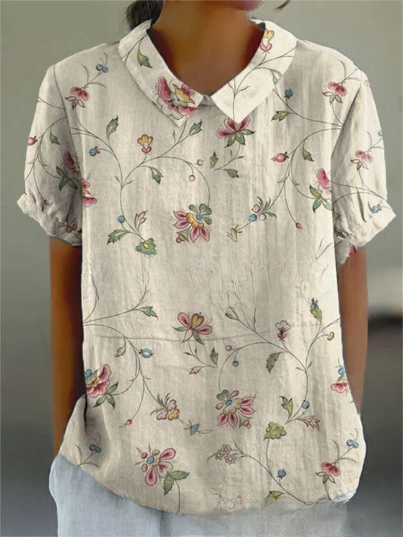 Dames Zomer Blouse | Geborduurd, Kortemouw