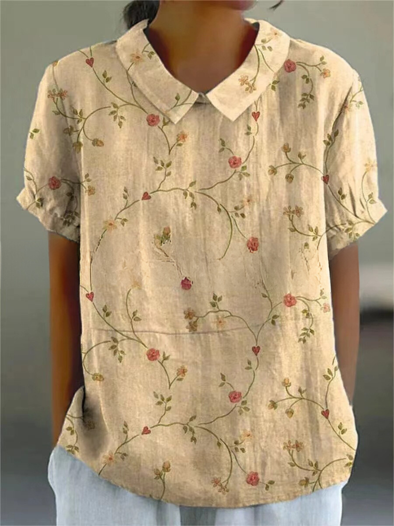 Dames Zomer Blouse | Geborduurd, Kortemouw