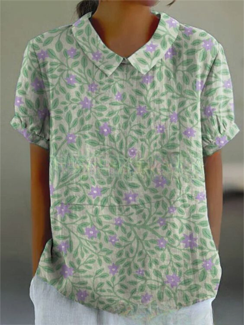 Dames Zomer Blouse | Geborduurd, Kortemouw